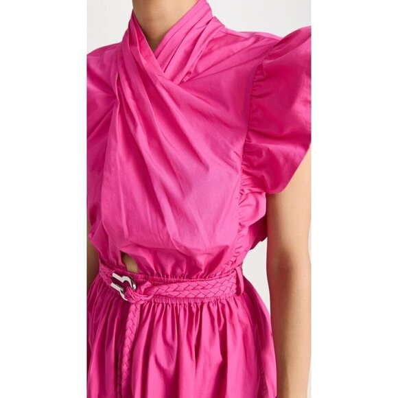 Derek Lam 10 Crosby Finn Ruffle Wrap Mini Dress Pink Womens Size 44 US 10 - Picture 6 of 15